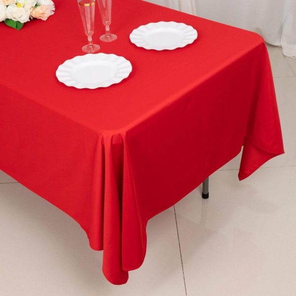 Scuba |  60″x102″ Red Premium Scuba Wrinkle Free Rectangular Tablecloth, Seamless Scuba Polyester Tablecloth