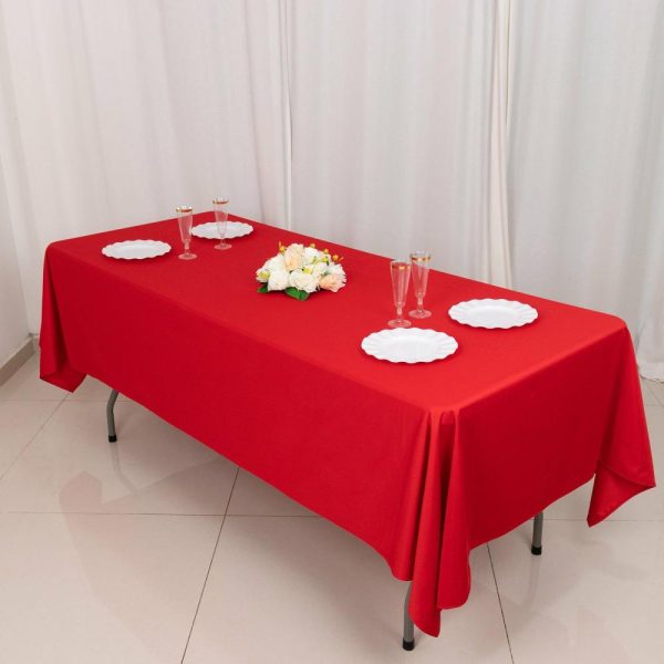 Scuba |  60″x102″ Red Premium Scuba Wrinkle Free Rectangular Tablecloth, Seamless Scuba Polyester Tablecloth