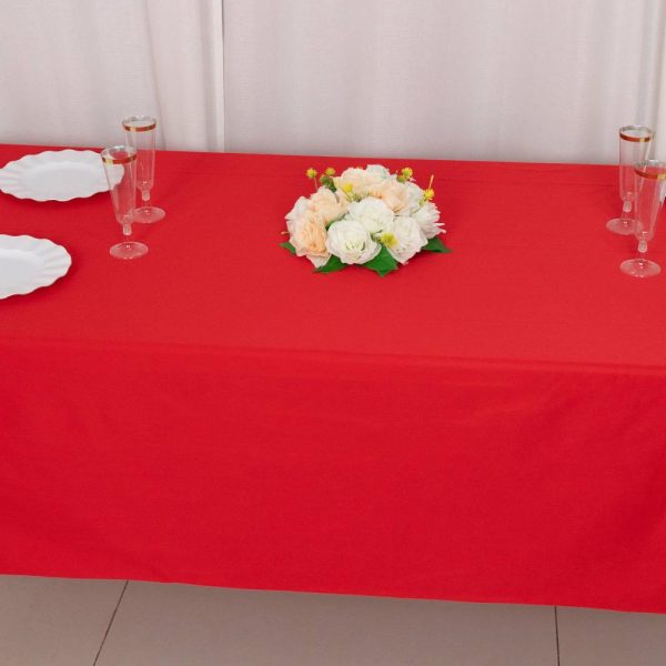 Scuba |  60″x102″ Red Premium Scuba Wrinkle Free Rectangular Tablecloth, Seamless Scuba Polyester Tablecloth