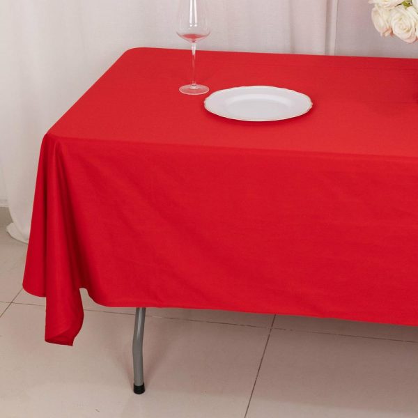 Scuba |  60″x102″ Red Premium Scuba Wrinkle Free Rectangular Tablecloth, Seamless Scuba Polyester Tablecloth