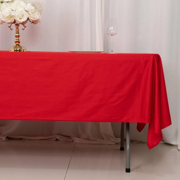 Scuba |  60″x102″ Red Premium Scuba Wrinkle Free Rectangular Tablecloth, Seamless Scuba Polyester Tablecloth