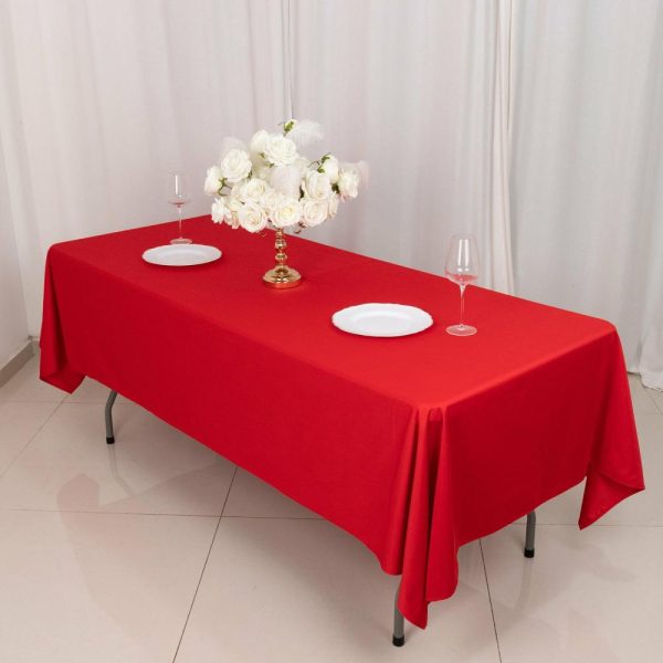 Scuba |  60″x102″ Red Premium Scuba Wrinkle Free Rectangular Tablecloth, Seamless Scuba Polyester Tablecloth