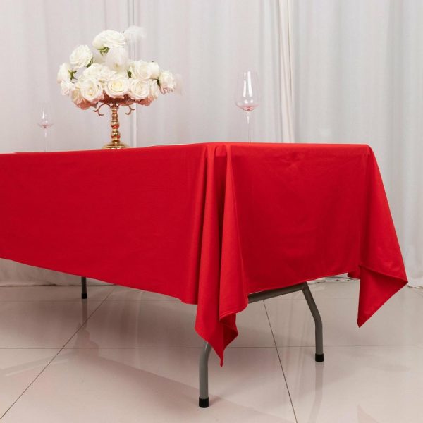 Scuba |  60″x102″ Red Premium Scuba Wrinkle Free Rectangular Tablecloth, Seamless Scuba Polyester Tablecloth