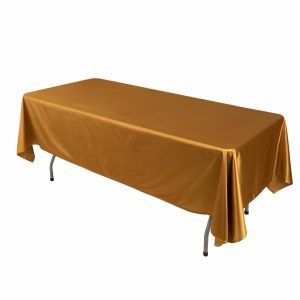 Scuba |  60″x102″ Shimmer Gold Premium Scuba Rectangle Tablecloth, Wrinkle Free Seamless Polyester Tablecloth