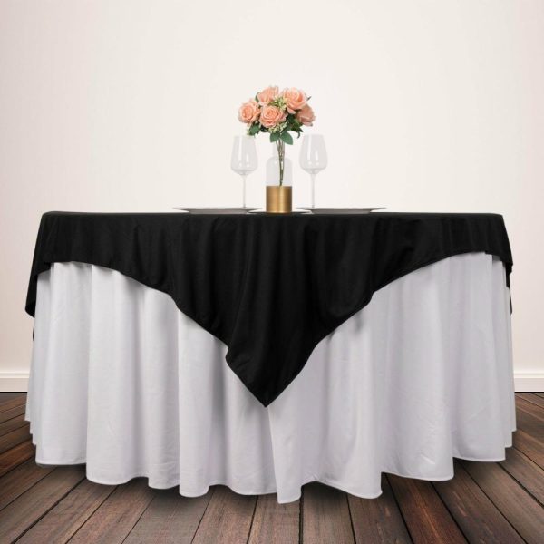 Scuba |  70″ Black Premium Scuba Wrinkle Free Square Table Overlay, Seamless Scuba Polyester Table Topper