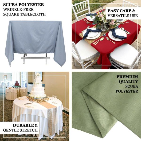 Scuba |  70″ Black Premium Scuba Wrinkle Free Square Tablecloth, Seamless Scuba Polyester Tablecloth