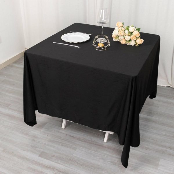 Scuba |  70″ Black Premium Scuba Wrinkle Free Square Tablecloth, Seamless Scuba Polyester Tablecloth