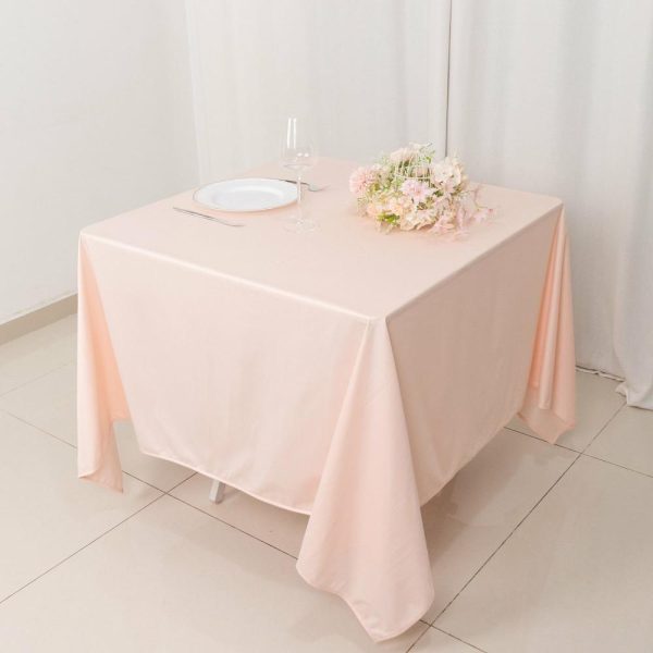 Scuba |  70″ Blush Premium Scuba Wrinkle Free Square Tablecloth, Seamless Scuba Polyester Tablecloth