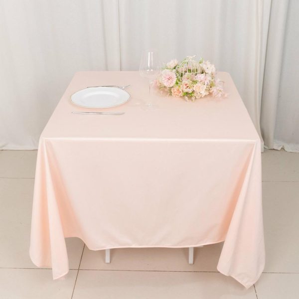 Scuba |  70″ Blush Premium Scuba Wrinkle Free Square Tablecloth, Seamless Scuba Polyester Tablecloth