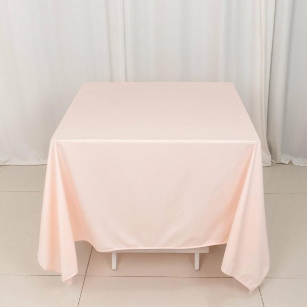 Scuba |  70″ Blush Premium Scuba Wrinkle Free Square Tablecloth, Seamless Scuba Polyester Tablecloth