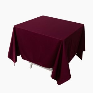 Scuba |  70″ Burgundy Premium Scuba Wrinkle Free Square Tablecloth, Seamless Scuba Polyester Tablecloth