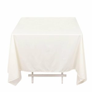 Scuba |  70″ Ivory Premium Scuba Wrinkle Free Square Tablecloth, Seamless Scuba Polyester Tablecloth