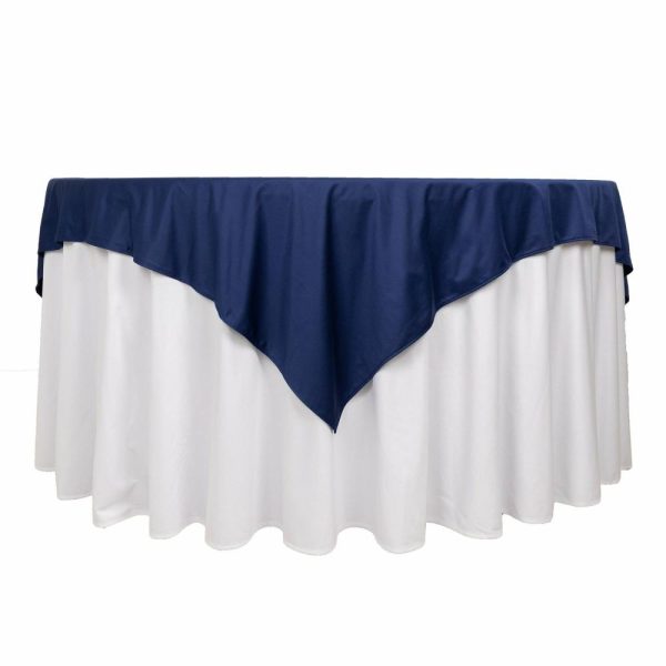 Scuba |  70″ Navy Blue Premium Scuba Wrinkle Free Square Table Overlay, Seamless Scuba Polyester Table Topper