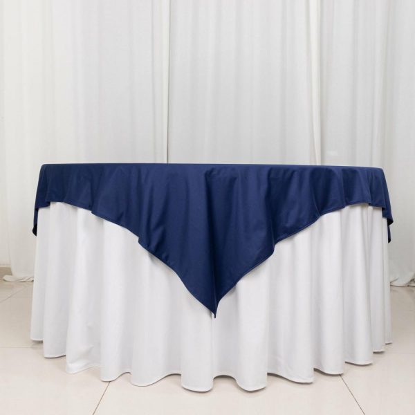 Scuba |  70″ Navy Blue Premium Scuba Wrinkle Free Square Table Overlay, Seamless Scuba Polyester Table Topper