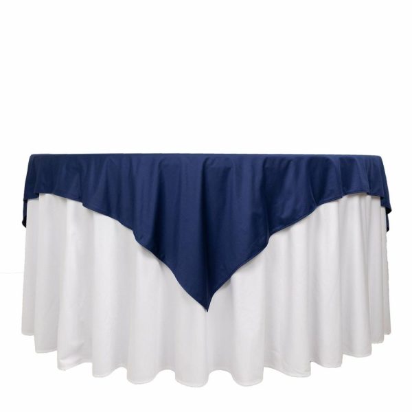 Scuba |  70″ Navy Blue Premium Scuba Wrinkle Free Square Table Overlay, Seamless Scuba Polyester Table Topper