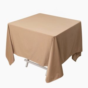 Scuba |  70″ Nude Premium Scuba Wrinkle Free Square Tablecloth, Seamless Scuba Polyester Tablecloth