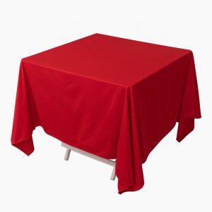 Scuba |  70″ Red Premium Scuba Wrinkle Free Square Tablecloth, Seamless Scuba Polyester Tablecloth