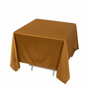 Scuba |  70″ Shimmer Gold Premium Scuba Square Tablecloth, Wrinkle Free Seamless Polyester Tablecloth