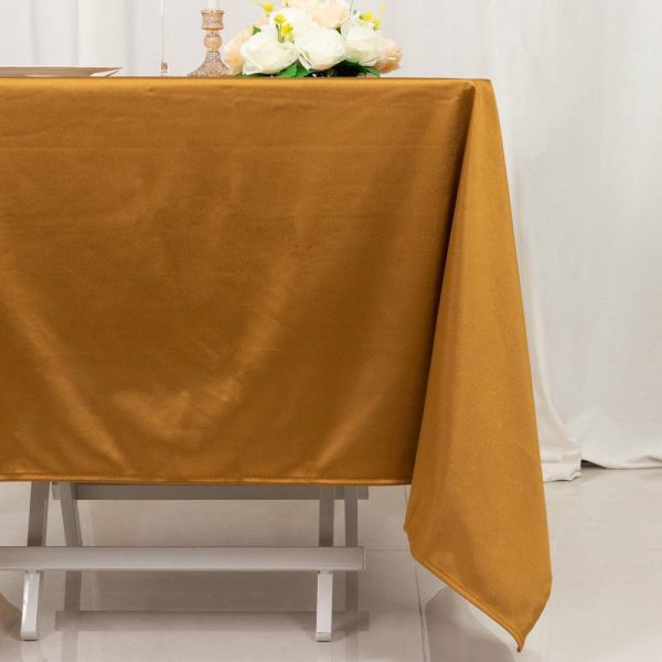 Scuba |  70″ Shimmer Gold Premium Scuba Square Tablecloth, Wrinkle Free Seamless Polyester Tablecloth