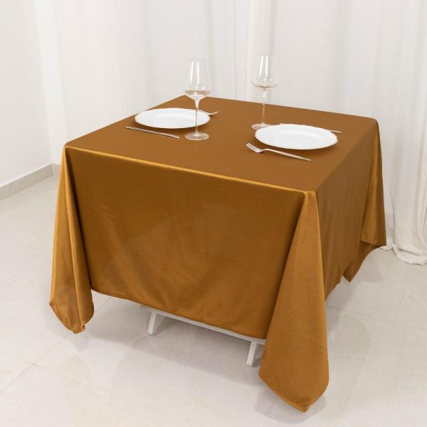 Scuba |  70″ Shimmer Gold Premium Scuba Square Tablecloth, Wrinkle Free Seamless Polyester Tablecloth