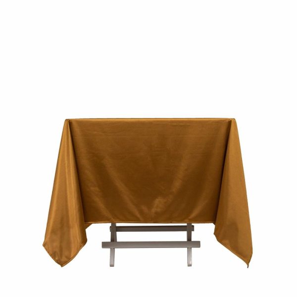 Scuba |  70″ Shimmer Gold Premium Scuba Square Tablecloth, Wrinkle Free Seamless Polyester Tablecloth