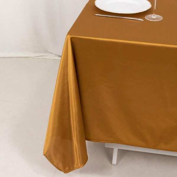 Scuba |  70″ Shimmer Gold Premium Scuba Square Tablecloth, Wrinkle Free Seamless Polyester Tablecloth