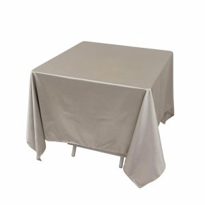 Scuba |  70″ Shimmer Silver Premium Scuba Square Tablecloth, Wrinkle Free Seamless Polyester Tablecloth