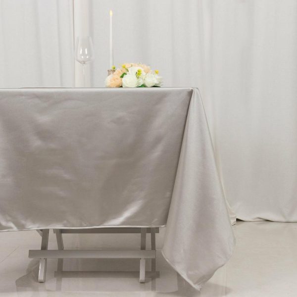 Scuba |  70″ Shimmer Silver Premium Scuba Square Tablecloth, Wrinkle Free Seamless Polyester Tablecloth