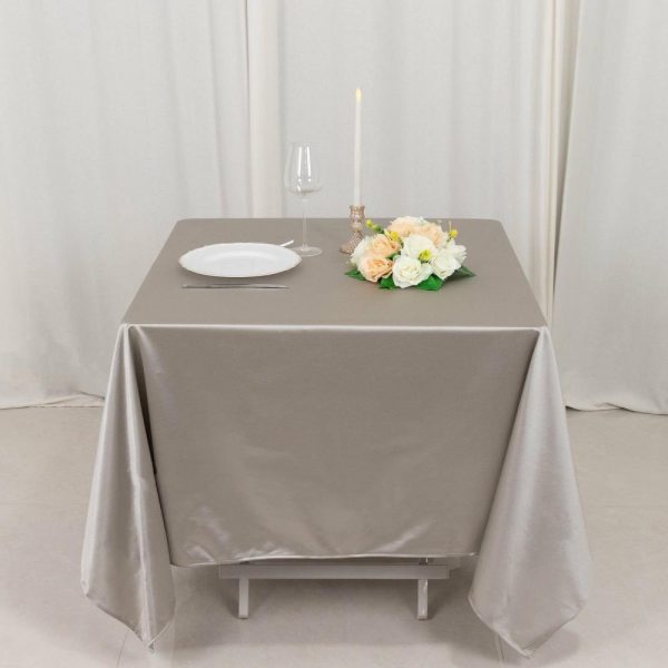 Scuba |  70″ Shimmer Silver Premium Scuba Square Tablecloth, Wrinkle Free Seamless Polyester Tablecloth