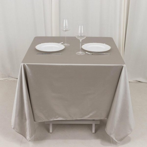 Scuba |  70″ Shimmer Silver Premium Scuba Square Tablecloth, Wrinkle Free Seamless Polyester Tablecloth