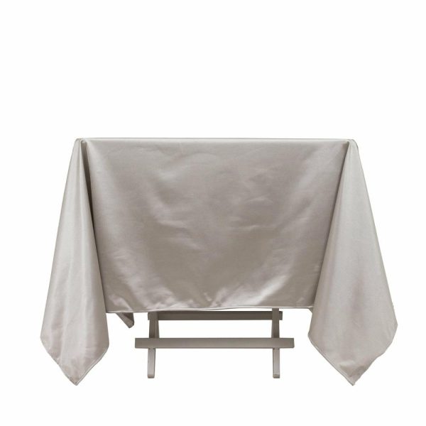 Scuba |  70″ Shimmer Silver Premium Scuba Square Tablecloth, Wrinkle Free Seamless Polyester Tablecloth