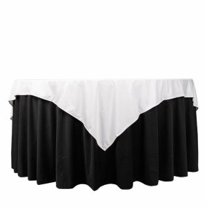 Scuba |  70″ White Premium Scuba Wrinkle Free Square Table Overlay, Seamless Scuba Polyester Table Topper