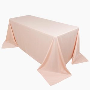 Scuba |  90″x132″ Blush Premium Scuba Wrinkle Free Rectangular Tablecloth, Seamless Scuba Polyester Tablecloth for 6 Foot Table With Floor-Length Drop