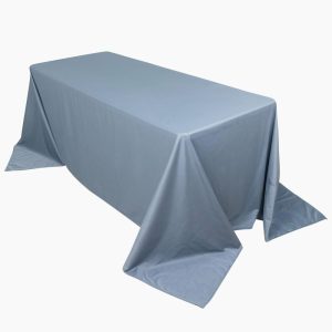 Scuba |  90″x132″ Dusty Blue Premium Scuba Wrinkle Free Rectangular Tablecloth, Seamless Scuba Polyester Tablecloth for 6 Foot Table With Floor-Length Drop