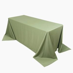 Scuba |  90″x132″ Dusty Sage Green Premium Scuba Wrinkle Free Rectangular Tablecloth, Seamless Scuba Polyester Tablecloth for 6 Foot Table With Floor-Length Drop