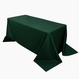 Scuba |  90″x132″ Hunter Emerald Green Premium Scuba Wrinkle Free Rectangular Tablecloth, Seamless Scuba Polyester Tablecloth for 6 Foot Table With Floor-Length Drop