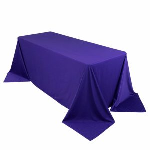 Scuba |  90″x132″ Purple Premium Scuba Wrinkle Free Rectangular Tablecloth, Seamless Scuba Polyester Tablecloth for 6 Foot Table With Floor-Length Drop