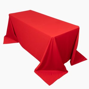 Scuba |  90″x132″ Red Premium Scuba Wrinkle Free Rectangular Tablecloth, Seamless Scuba Polyester Tablecloth for 6 Foot Table With Floor-Length Drop