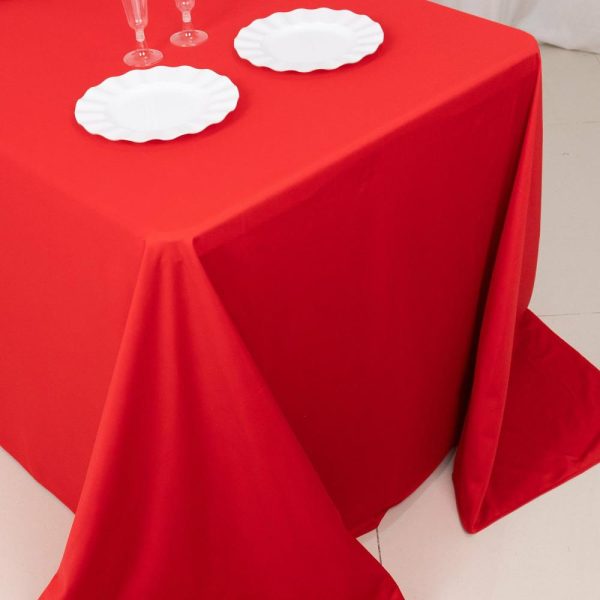 Scuba |  90″x132″ Red Premium Scuba Wrinkle Free Rectangular Tablecloth, Seamless Scuba Polyester Tablecloth for 6 Foot Table With Floor-Length Drop