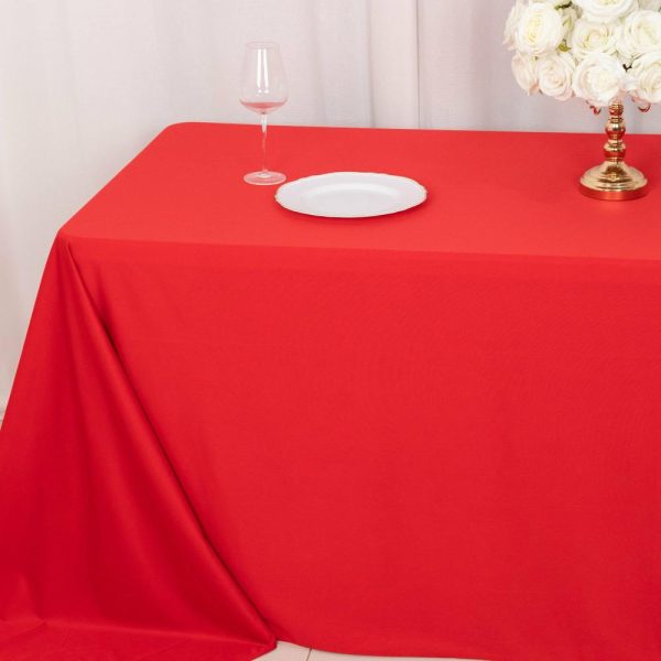 Scuba |  90″x132″ Red Premium Scuba Wrinkle Free Rectangular Tablecloth, Seamless Scuba Polyester Tablecloth for 6 Foot Table With Floor-Length Drop