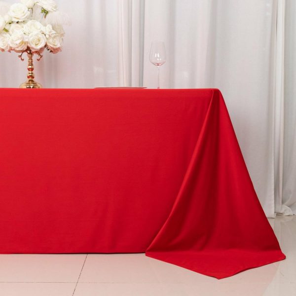 Scuba |  90″x132″ Red Premium Scuba Wrinkle Free Rectangular Tablecloth, Seamless Scuba Polyester Tablecloth for 6 Foot Table With Floor-Length Drop