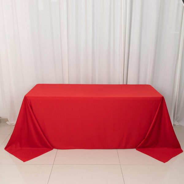 Scuba |  90″x132″ Red Premium Scuba Wrinkle Free Rectangular Tablecloth, Seamless Scuba Polyester Tablecloth for 6 Foot Table With Floor-Length Drop