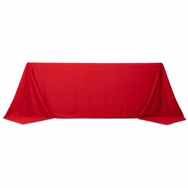 Scuba |  90″x132″ Red Premium Scuba Wrinkle Free Rectangular Tablecloth, Seamless Scuba Polyester Tablecloth for 6 Foot Table With Floor-Length Drop