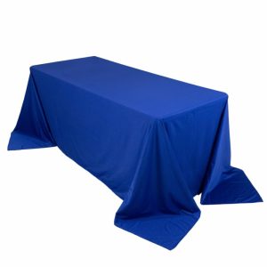 Scuba |  90″x132″ Royal Blue Premium Scuba Wrinkle Free Rectangular Tablecloth, Seamless Scuba Polyester Tablecloth for 6 Foot Table With Floor-Length Drop