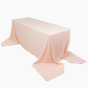 Scuba |  90″x156″ Blush Premium Scuba Wrinkle Free Rectangular Tablecloth, Seamless Scuba Polyester Tablecloth for 8 Foot Table With Floor-Length Drop