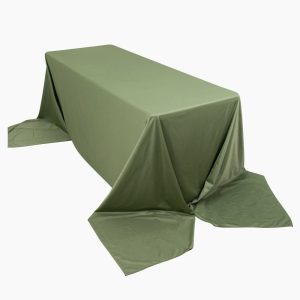 Scuba |  90″x156″ Dusty Sage Green Premium Scuba Wrinkle Free Rectangular Tablecloth, Seamless Scuba Polyester Tablecloth for 8 Foot Table With Floor-Length Drop