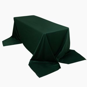 Scuba |  90″x156″ Hunter Emerald Green Premium Scuba Wrinkle Free Rectangular Tablecloth, Seamless Scuba Polyester Tablecloth for 8 Foot Table With Floor-Length Drop