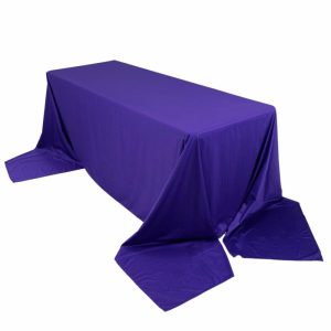 Scuba |  90″x156″ Purple Premium Scuba Wrinkle Free Rectangular Tablecloth, Seamless Scuba Polyester Tablecloth for 8 Foot Table With Floor-Length Drop