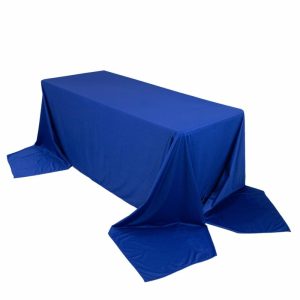 Scuba |  90″x156″ Royal Blue Premium Scuba Wrinkle Free Rectangular Tablecloth, Seamless Scuba Polyester Tablecloth for 8 Foot Table With Floor-Length Drop