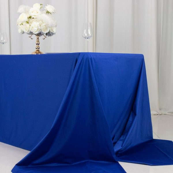 Scuba |  90″x156″ Royal Blue Premium Scuba Wrinkle Free Rectangular Tablecloth, Seamless Scuba Polyester Tablecloth for 8 Foot Table With Floor-Length Drop